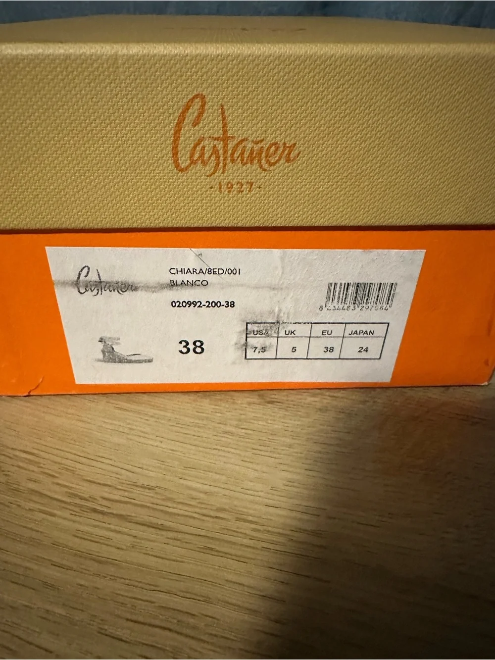 Castañer Chiara Canvas Espadrille Wedges Ivory Lace Up EU 38 US 7.5 New Box